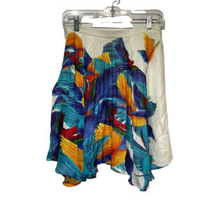 elle sasson asymmetrical pleated Macaw parrot birds skirt Size 6